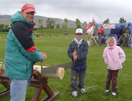 Sawing a log